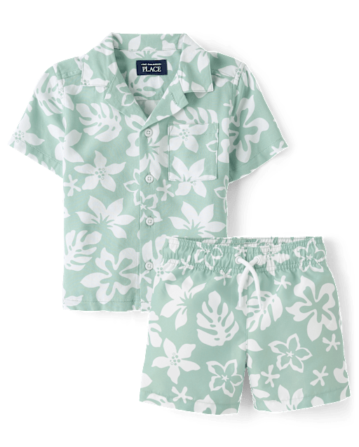 Baby And Toddler Boys Tropical 2-Piece Cabana Set