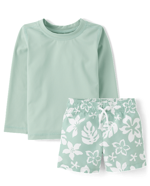 Baby And Toddler Boys Tropical Rashguard Swimsuit