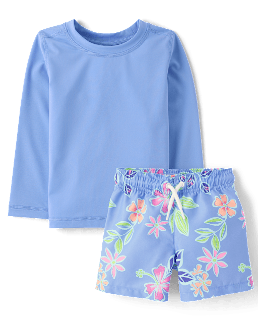 Baby And Toddler Boys Tropical Rashguard Swimsuit