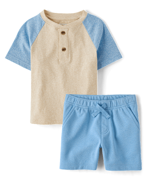 Baby And Toddler Boys Colorblock Marled 2-Piece Outfit Set