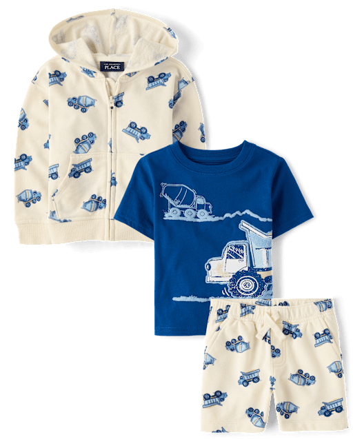 Baby And Toddler Boys Construction Vehicle 3-Piece Outfit Set
