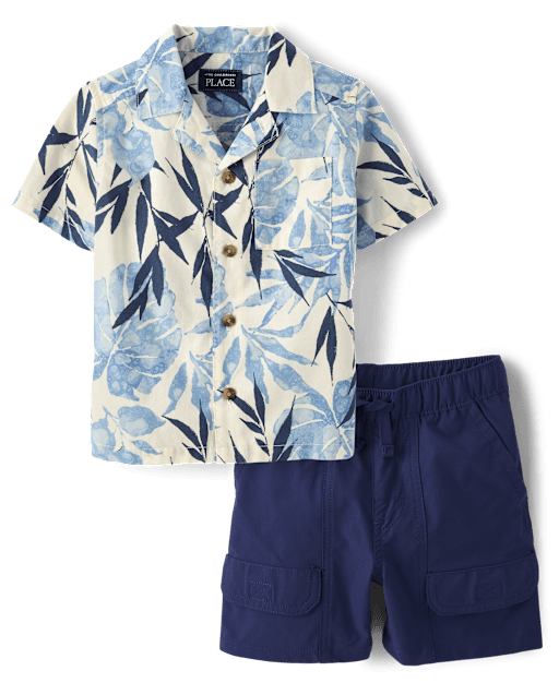 Baby And Toddler Boys Tropical Leaf 2-Piece Outfit Set