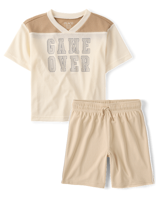 Kids Quick Dry Side Stripe Mesh 2-Piece Outfit Set