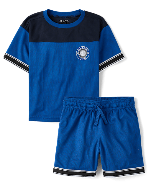 Boys Quick Dry Striped Hem 2-Piece Outfit Set