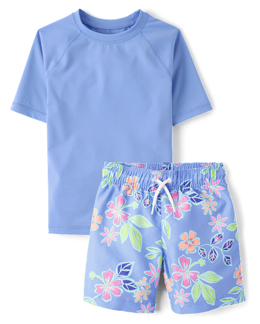 Boys Tropical Rashguard Swimsuit