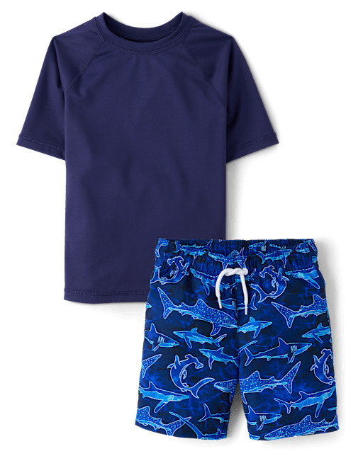 Boys Shark Rashguard Swimsuit