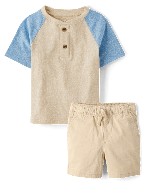 Baby And Toddler Boys Colorblock Marled 2-Piece Outfit Set