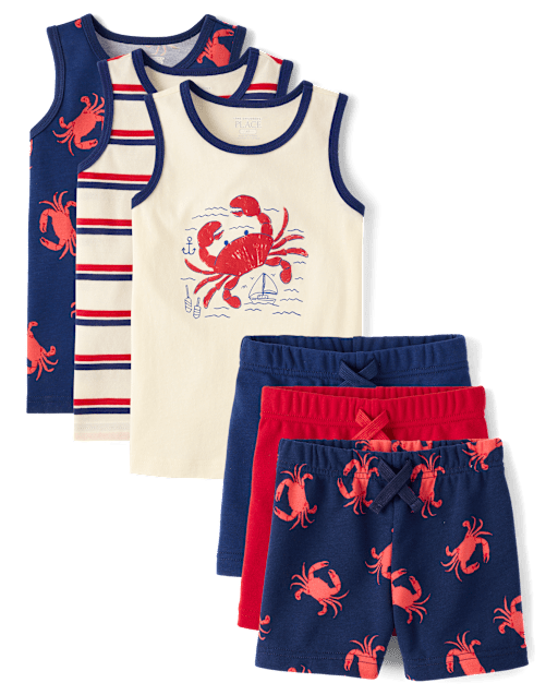Baby And Toddler Boys Crab 6-Piece Outfit Set