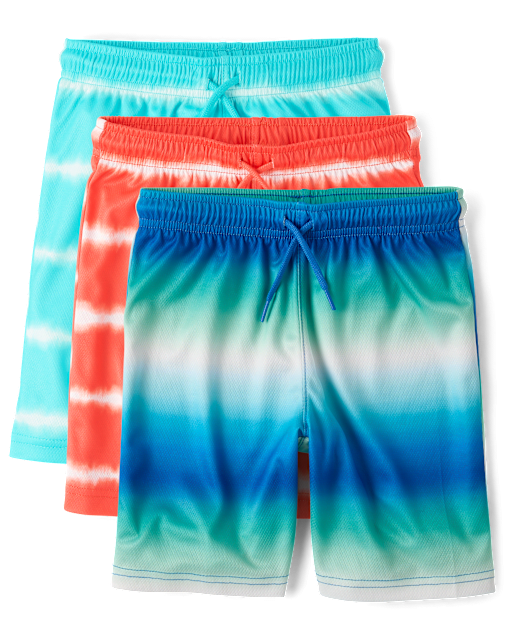 Boys Quick Dry Striped Lined Mesh Active Shorts 3-Pack