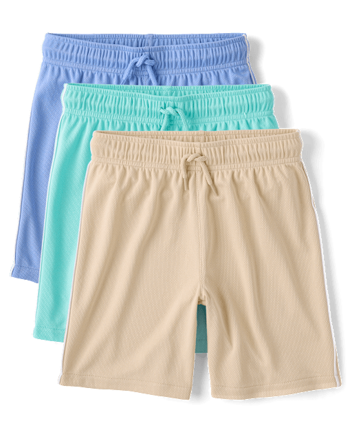 Kids Quick Dry Side Stripe Mesh Active Shorts 3-Pack