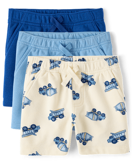 Baby And Toddler Boys Vehicle French Terry Active Shorts 3-Pack