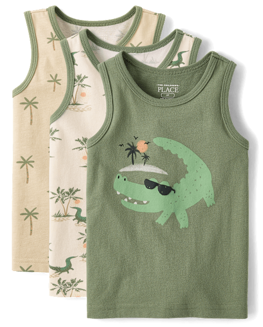 Baby And Toddler Boys Crocodile Tank Top 3-Pack