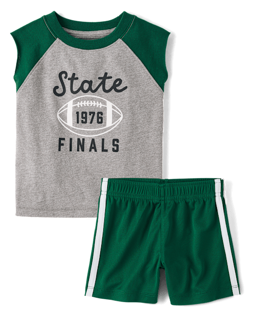 Baby And Toddler Boys Colorblock Varsity 2-Piece Outfit Set