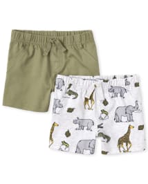 The Childrens Place Baby Boys Solid 2 Pack Knit Shorts