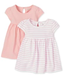 The Childrens Place Baby Girls Short Sleeve Printed Formal Bloomer Dress Set