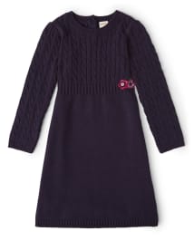 Girls Long Sleeve Applique Flowers Sweater Dress Berry Cute WINTER VIOLET Gymboree CA
