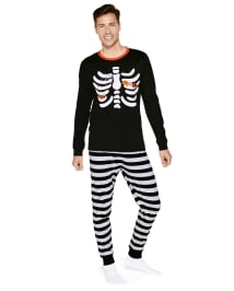 Mens Matching Family Skeleton Cotton 2-Piece Pajamas - Gymmies