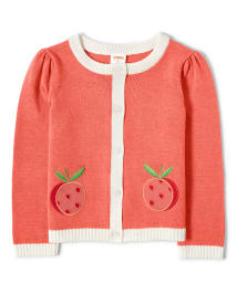 Girls Long Sleeve Embroidered Peach Cardigan Pretty Peach CARNATION CORAL Gymboree CA