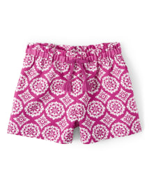 Girls Medallion Tassel Belted Shorts - Summer Sunsets