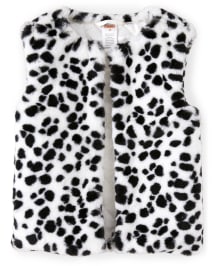 Girls Sleeveless Spotted Print Faux Fur Vest Dalmatian Friends 