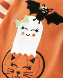 Haut superposé brodé Halloween - Petite citrouille