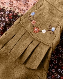 Girls Sleeveless Embroidered Floral Faux Suede Fringe Vest Western Skies BROWN Gymboree CA