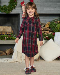 Girls Matching Family Long Sleeve Plaid Flannel Nightgown - Gymmies