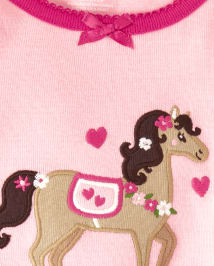 Girls Long Sleeve Horse Snug Fit Cotton 2 Piece Pajamas Gymmies PINK Gymboree CA