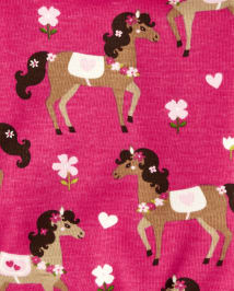 Girls Long Sleeve Horse Snug Fit Cotton 2 Piece Pajamas Gymmies PINK Gymboree CA