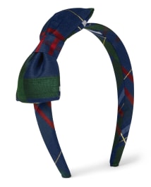 Bandeau avec nœud à carreaux pour filles - Célébrations de famille Vert