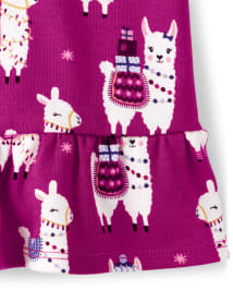 Girls Llama Peplum Top - Little Llamas