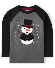 Boys Embroidered Snowman Top - Reindeer Cheer