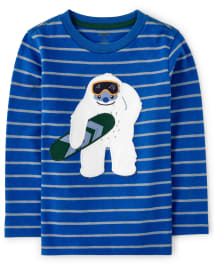 Boys Yeti Striped Top - Polar Party
