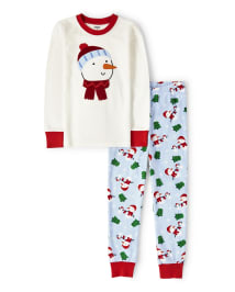Kids Snowman Cotton 2-Piece Pajamas - Gymmies
