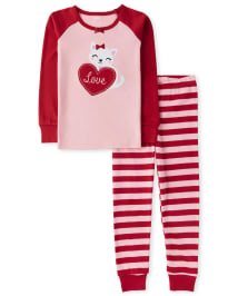 Girls Long Sleeve Valentine Cutie Cotton 2 Piece Pajamas Gymmies RED Gymboree CA