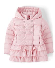 Girls Long Sleeve Ruffle Puffer Jacket Royal Princess Gymboree