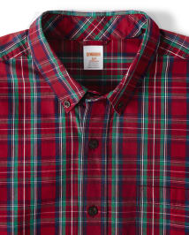 Chemise boutonnée à carreaux pour hommes - Célébrations de famille Rouge