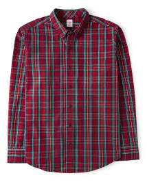 Chemise boutonnée à carreaux pour hommes - Célébrations de famille Rouge