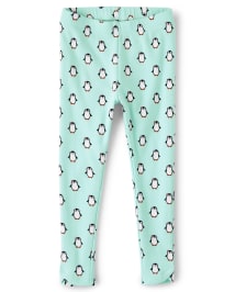 Girls Penguin Print Knit Tulip Leggings Polar Party ICED MINT COMBO Gymboree CA