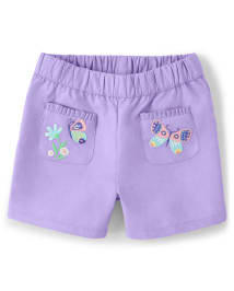 Girls Embroidered Pocket Shorts - Backyard Explorer