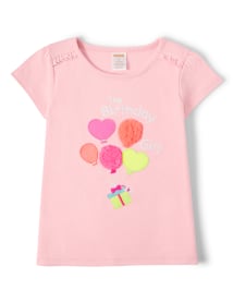 Girls Short Sleeve Embroidered Balloons Birthday Girl Birthday Top ...