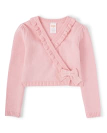 Girls Wrap Ruffle Sweater Prima Ballerina Whisperpnk