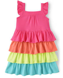 Girls Rainbow Tiered Dress - Popsicle Party