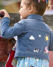 Girls Long Sleeve Embroidered Farm Denim Jacket Farming Friends FARM INDIGO Gymboree CA