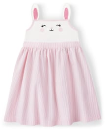 Girls Sleeveless Bunny Seersucker Jumper Dress Spring Celebrations PINK ICING Gymboree CA