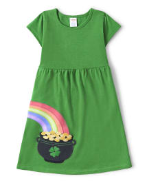 Girls Embroidered Rainbow Dress - Little Leprechaun