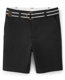 Boys Belted Chino Shorts with Stain and Wrinkle Resistance - Uniform