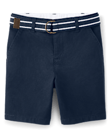 Short chino ceinturé pour garçon avec résistance aux taches et aux plis - Uniforme