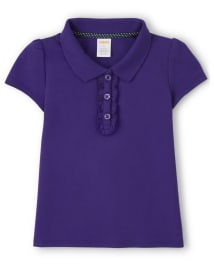 Girls Stain-Resistant Ruffle Polo - Uniform