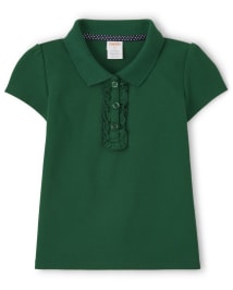 Girls Stain-Resistant Ruffle Polo - Uniform